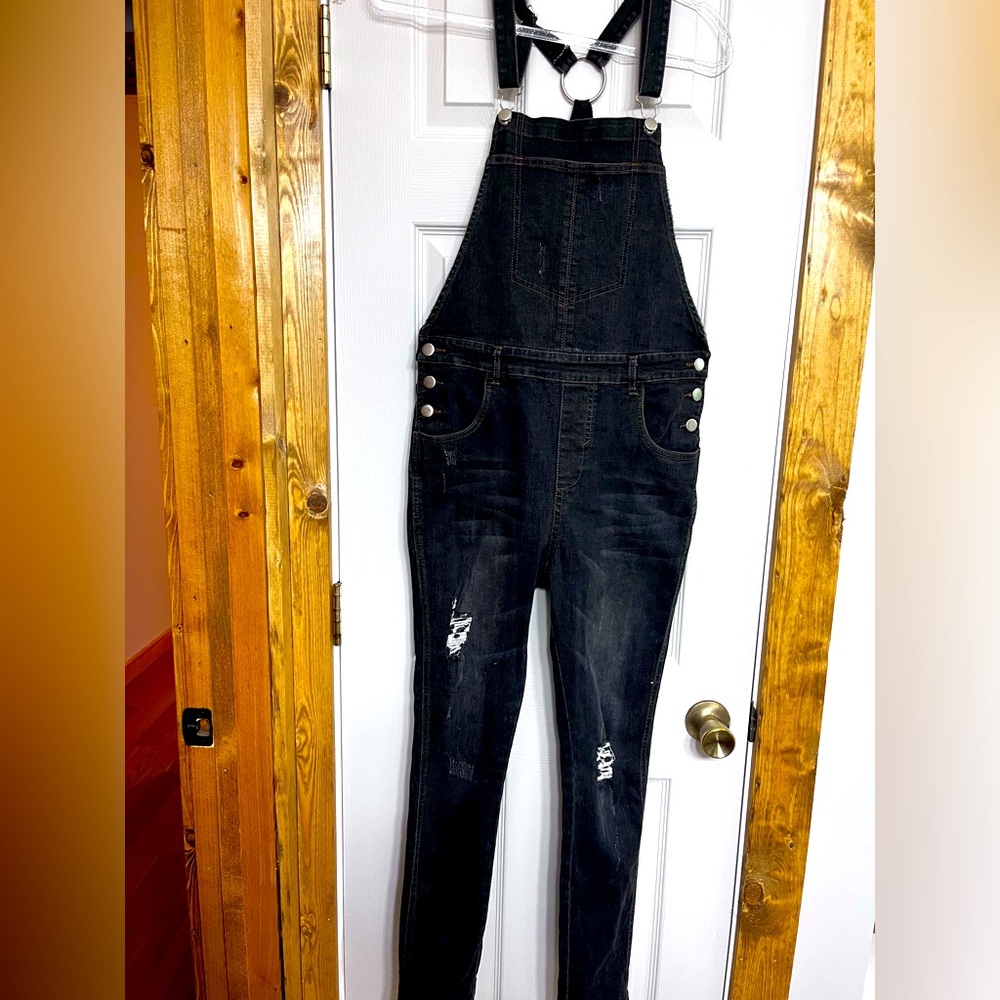Black Denim Overalls